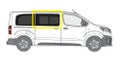 Side window, right, green, with slider, Expert / Jumpy / Proace / Scudo / Vivaro (MWB / LWB, 4959 / 5308mm)