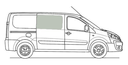 Side window, right, green, with slider, Expert / Jumpy / Proace / Scudo